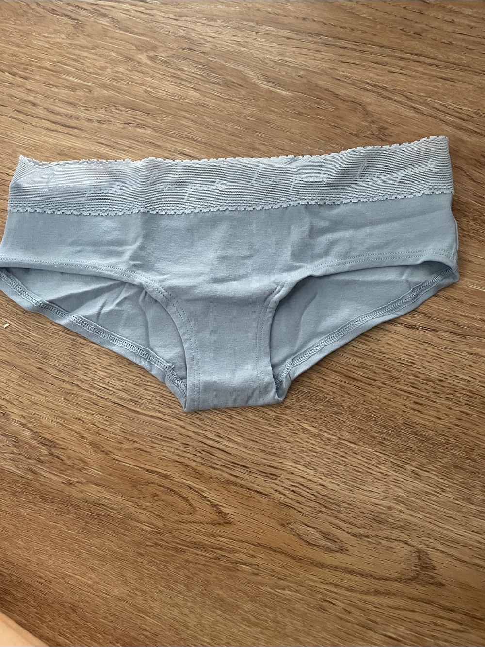Victoria's Secret Light Blue Hipster Panty with Lace Waistband